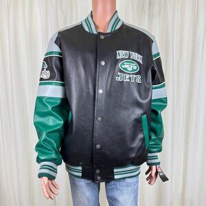 NWT Men’s New York Jets NFL Faux Leather Football Sport Jacket G lll Brand Sz XL